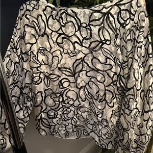 Floral Sheer Blouse with Black Outline